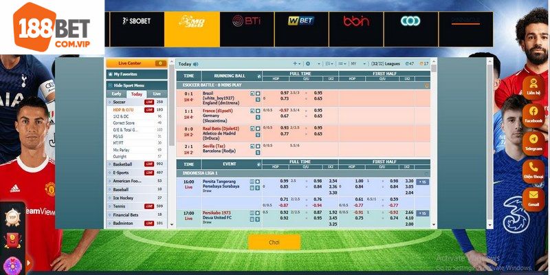 Các hình thức kèo nhà cái bóng đá có trên 188bet